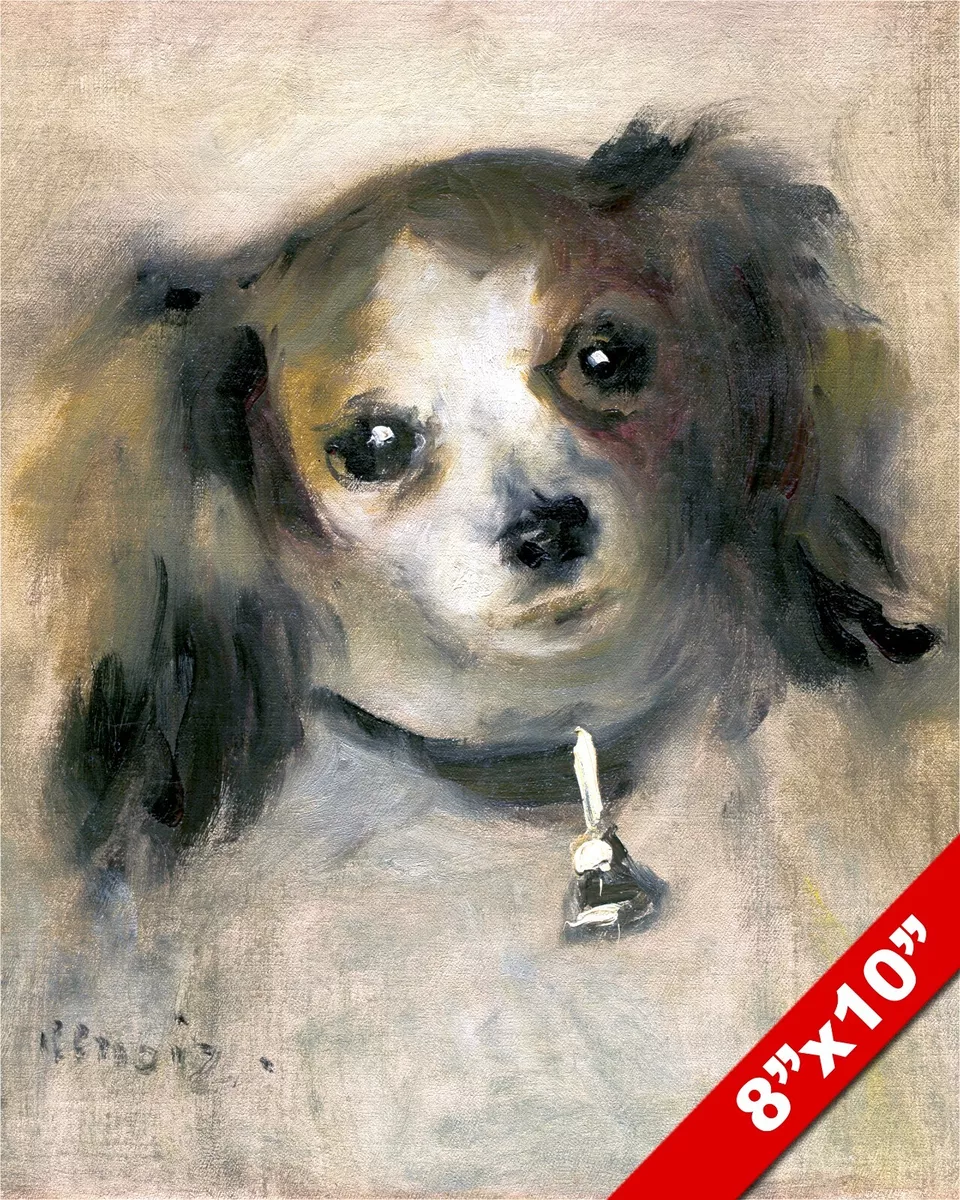 PAPILLON DOG CUTE RENOIR OIL PAINTING ART REAL CANVAS PRINT OR