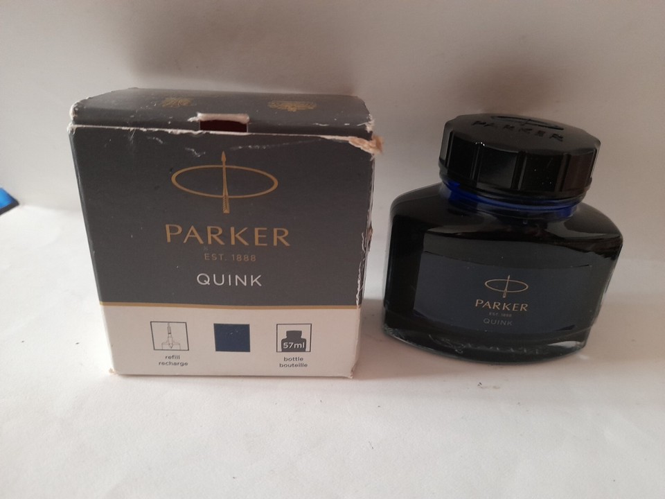 Parker Fountain Pen Liquid Bottled Quink Ink Bottle Boxed Blue 57