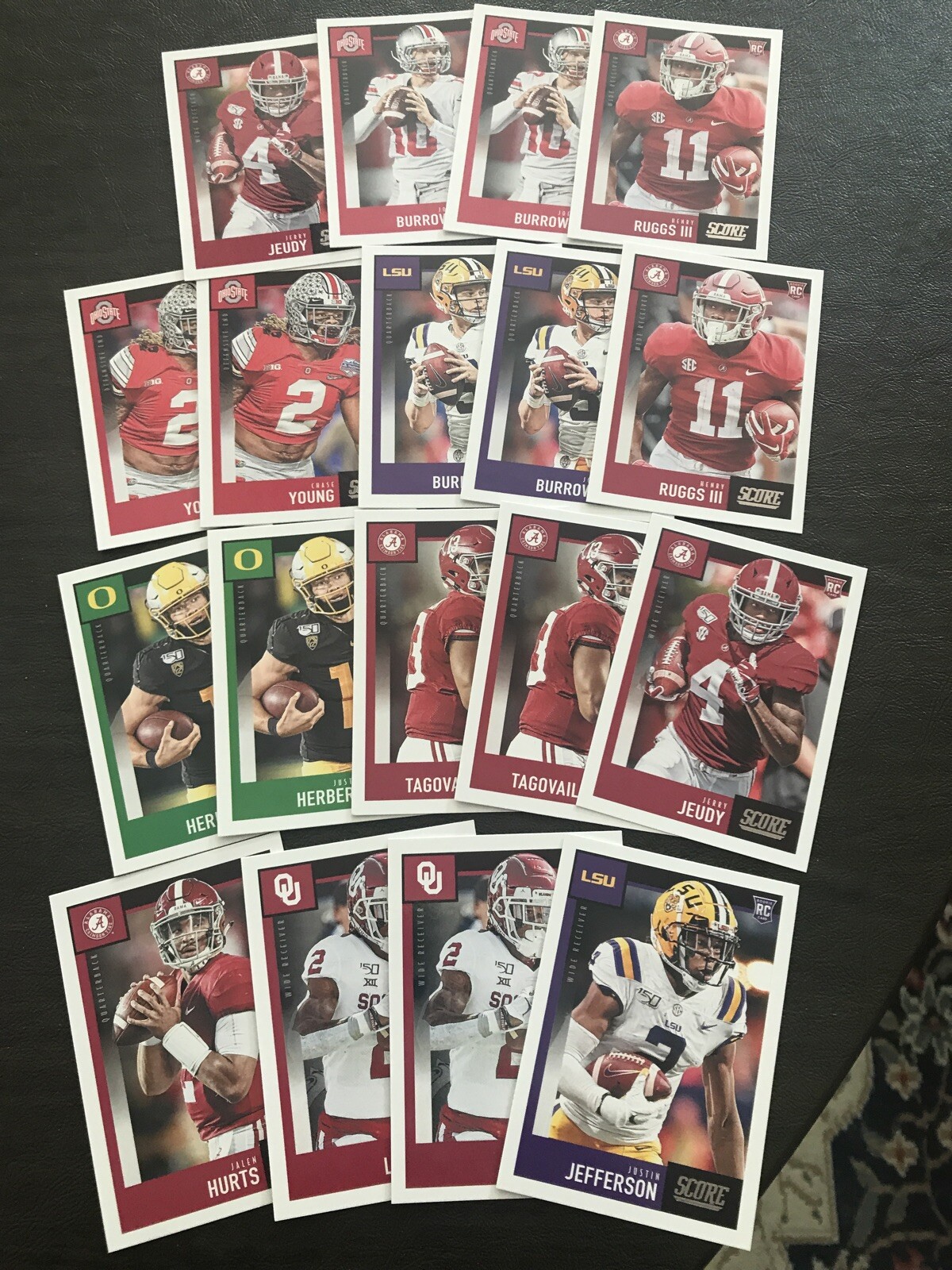 2020 Panini Score Football Rookies Pick Your Player & Complete Your Set