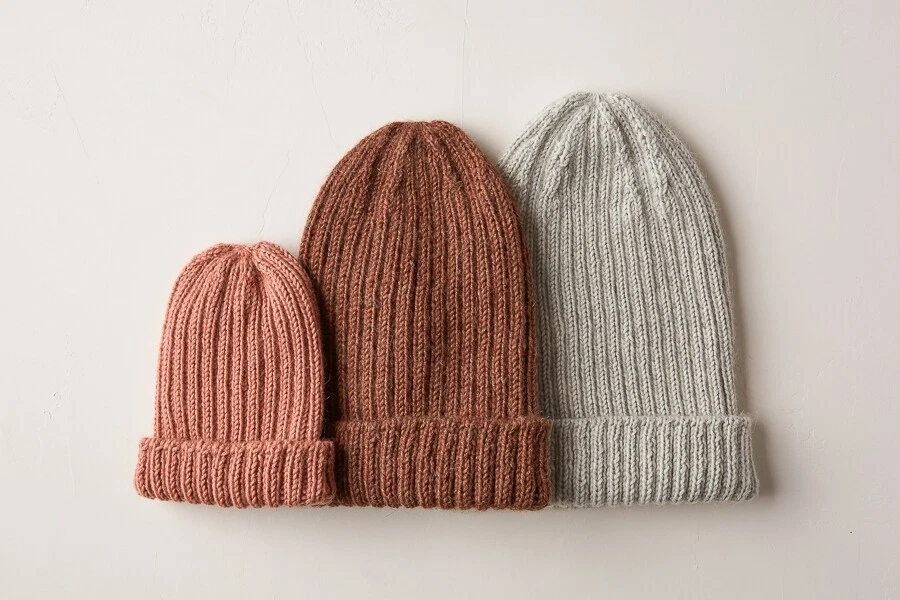 hand knitted hat ribbed beanie winter hat womens mens childrens baby cap ski hat