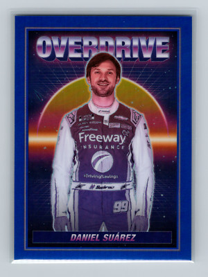 2023 Panini Chronicles NASCAR No. 11 Daniel Suarez Overdrive (#/199) Blue