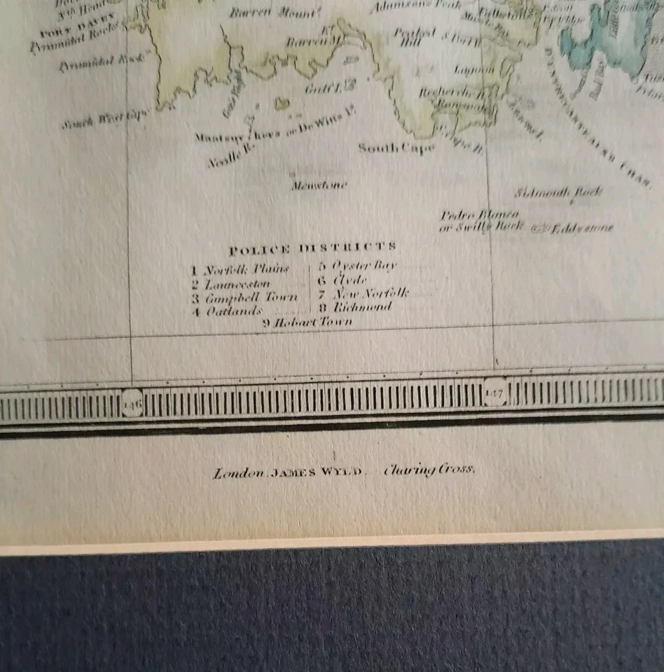 JAMES WYLD "VAN DIEMENS LAND - TASMANIA" MAP. HAND COLOURED. CIRCA 1874 - Image 3 of 4