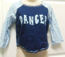3/4 Sleeve Raglan Dance top Lt Blue Navy Ladies CHILD SIZES DANCER Cotton