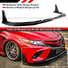 For 2018-24 Camry SE XSE Yofer V2 Winglet Gloss Black Front Bumper Lip Splitter