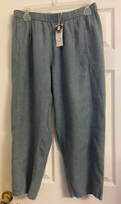 NWT 188 Eileen Fisher Nile Organic Linen Lantern Legged Pants w/ Pockets Large