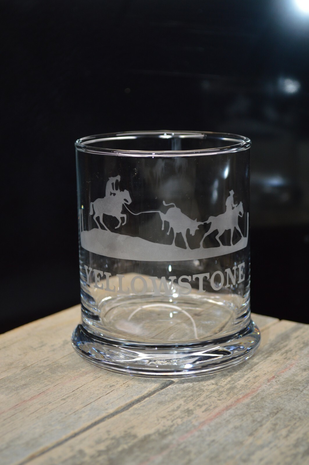 Etched glassware Yellowstone with horse Whiskey Drinking Glass eBay