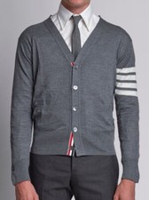 Thom Browne 4-BAR MERINO CARDIGAN GREY SIZE 0 NWT