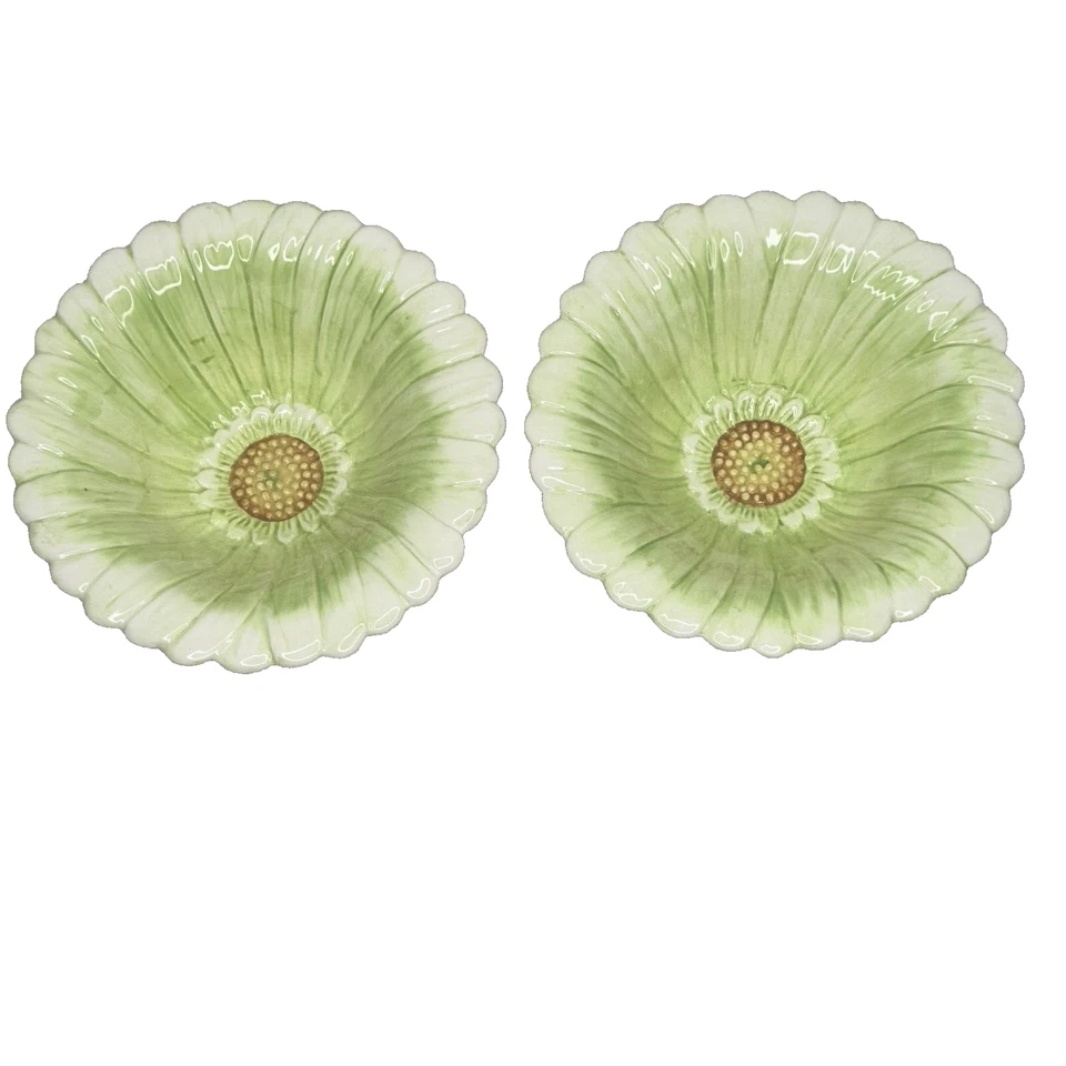 Maxcera Aqua Salatschüssel 2er Set grün gelb Sonnenblume handbemalt böhmisch