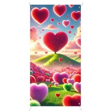 70x35 Backdrop Photo Background with Heart-Shaped Valentine's Day Door Cover