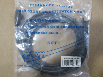 C5E-4P-BK-05-M Category 5E(UTP) Patch Cord 50 Micron Gold Connector 568B NEW!!!