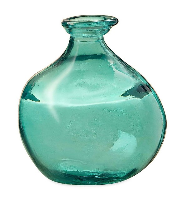 SAN MIGUEL VIDRIOS 100 Recycled 7" Aqua BULB Contemporary Art Glass