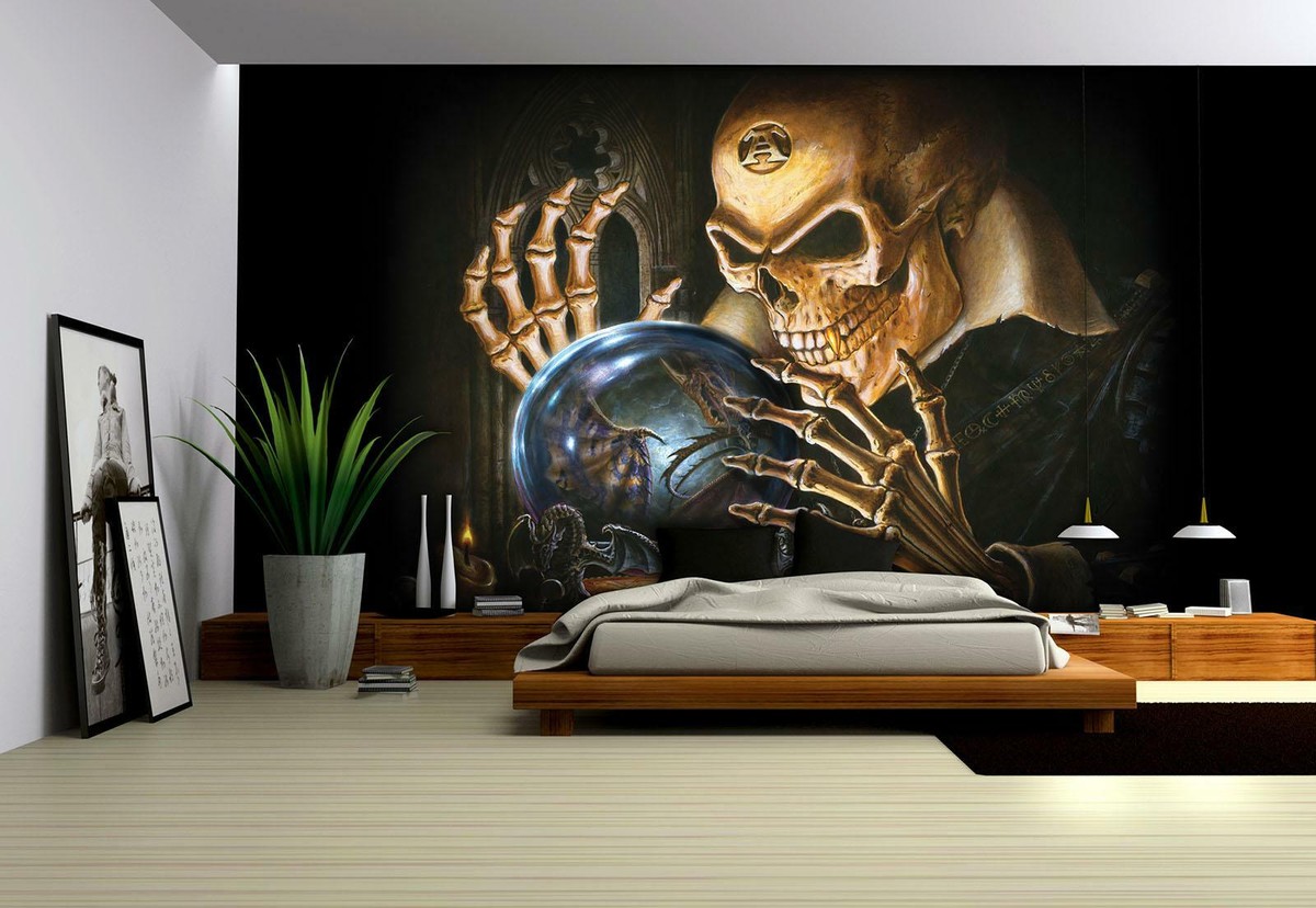 Tapeten Für Schlafzimmer Modern Gothic Tapete „Krähe \u0026 Schädel“ –  Vliestapete Für Wohnzimmer (200x140 Cm) Wall Art Schlafzimmer Tapeten, image size:1200x828