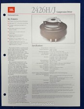 Original JBL Spec - Specification Sheet / 2426H 2426J Compression Driver