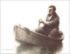 1974 Vintage Print Four Mile Bayou Louisiana Man Boat Water South Fish Fishing