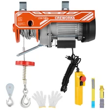 CREWORKS Electric Hoist 2500 lb Crane Winch with 16.4 ft Wired Remote Control