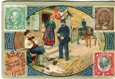 Nugget Boot Polnische Trade Card Schweden Post Schwedische Briefmarke Design um 1910 ?