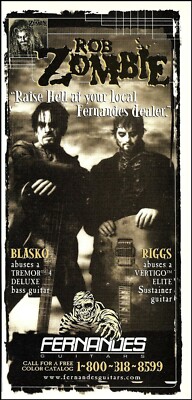 Blasko & Riggs (Rob White Zombie) 1999 Fernandes Bass & Guitar 5 x 11 ad print
