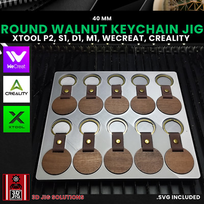 Diode & CO2 Laser Jig | Round Walnut Keychain Template