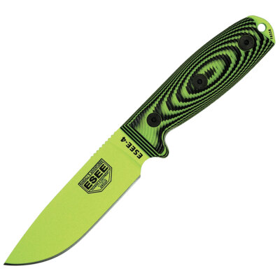 ESEE Model 4 3D, Messer mit 1095HC Klinge, grüner G10 Griff, Kydexscheide + Clip