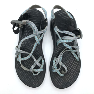 Chaco Womens Zx/2 Sport Sandals Gray Blue Adjustable Low Heel Flat