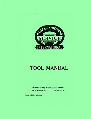 International McCormick Deering Service Tool Manual 