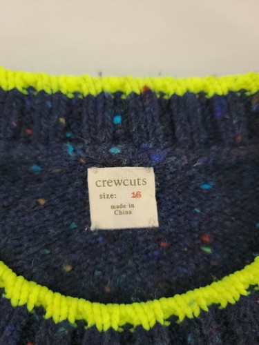 Crewcuts J.CREW Girls Sz 16 Long Sleeve Wool Blend Speckled Navy Blue Sweater - Picture 3 of 8