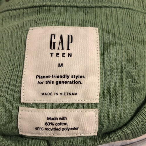The Gap Teen Girls Cropped Henley T-Shirt Green M 8 - Picture 2 of 4