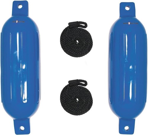 Guardabarros inflables BoatTector de ajuste universal: paquete de 2 valor de 6,5" x 22" en azul - Imagen 3 de 13