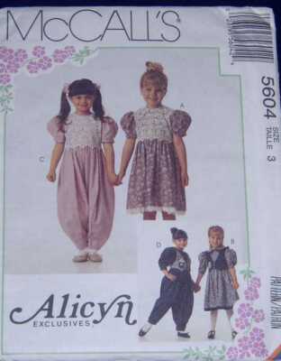 ~ MCCALLS ALICYN EXCLUSIVE SIZE 3 DRESSES JUMPSUITS TRIM FOR SOCKS OOP |  eBay