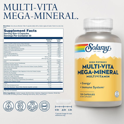Multi-Vita Mega-Mineral Multivitamin for Women and Men with Vitamin D, Vitami...