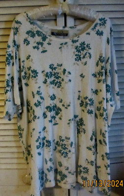 SILK EXCHANGE PLUS 100% SILK SHORT SLEEVE SHIRT--22W--FLORAL PRINT,  EXC. COND.
