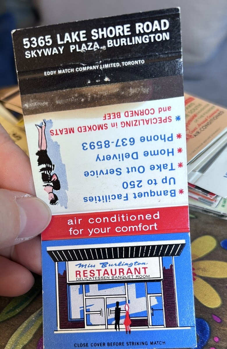 Matchbook Cover Miss Burlington Restaurant Deli Ontario Canada