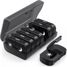 Weekly Pill Box Organizer 7 Day Medicine Storage Case 2 Times a Day Daily AM PM