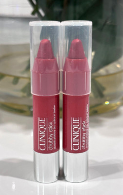 2x Clinique Chubby Stick Moisturizing Lip Colour Balm SUPER STRAWBERRY 0.04 oz
