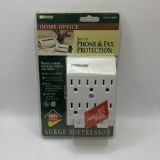 Vtg Woods Home Office Phone  Fax Protection 6 Outlet Surge Suppressor 65086 NEW
