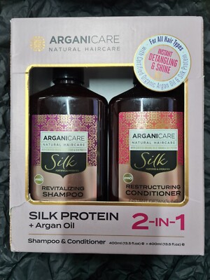 Arganicare Natural Haircare Shampoo & Conditioner | Seidenprotein + Arganöl