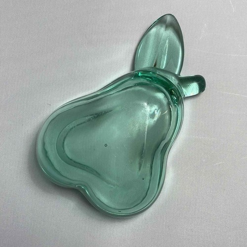 Midcentury Vannes Le Chatel France Green Crystal Pear Ashtray - Picture 3 of 7