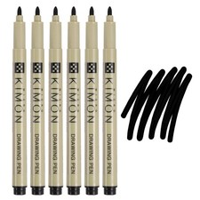 Fineliner Pen for Drawing, Tip 1mm, Pack of 6
