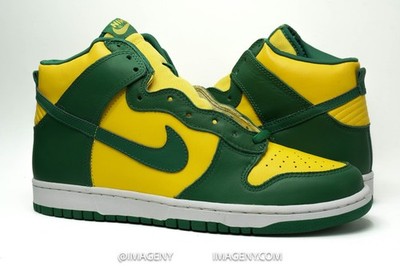 NIKE DUNK HIGH 2003 NEW SIZE 12 BRAZIL YELLOW ZEST CLASSIC GREEN 304717 731