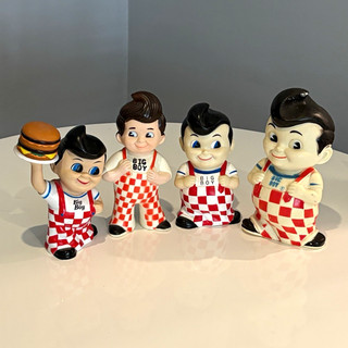 Big Boy Restaurant Character Advertising Figurines Set of 4 Checkered Overalls
