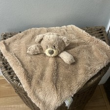 Kellytoy Brown Teddy Bear Lovey Security Blanket w/ Rattle PREOWNED 14x14 Soft