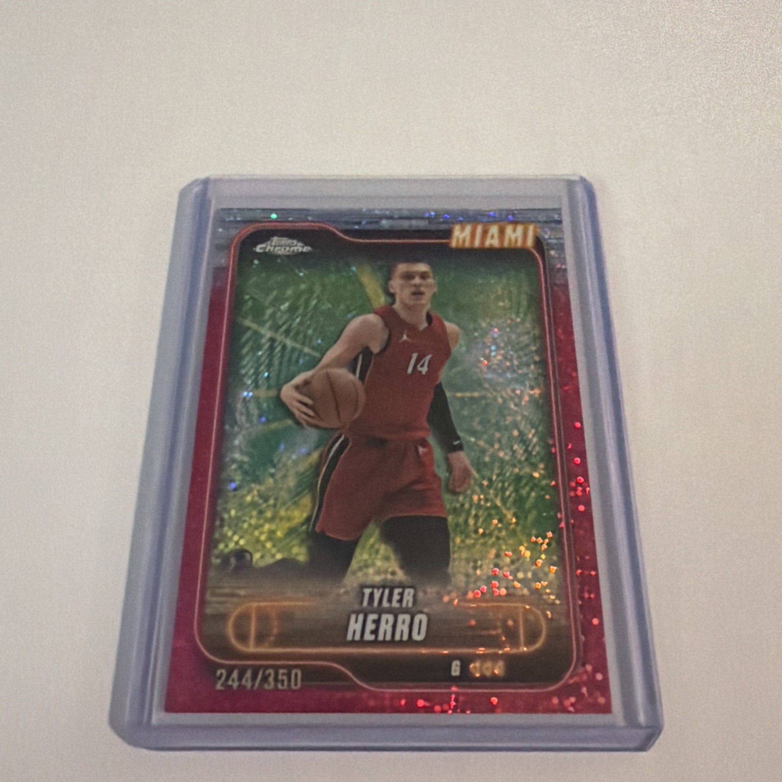 2024-25 Topps Chrome - Tyler Herro #79 Magenta Speckle Refractor 244/350