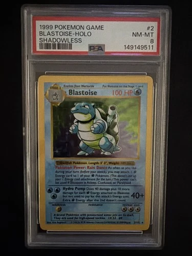 New ListingShadowless Blastoise #2 Pokemon Base Set Holo Rare PSA 8