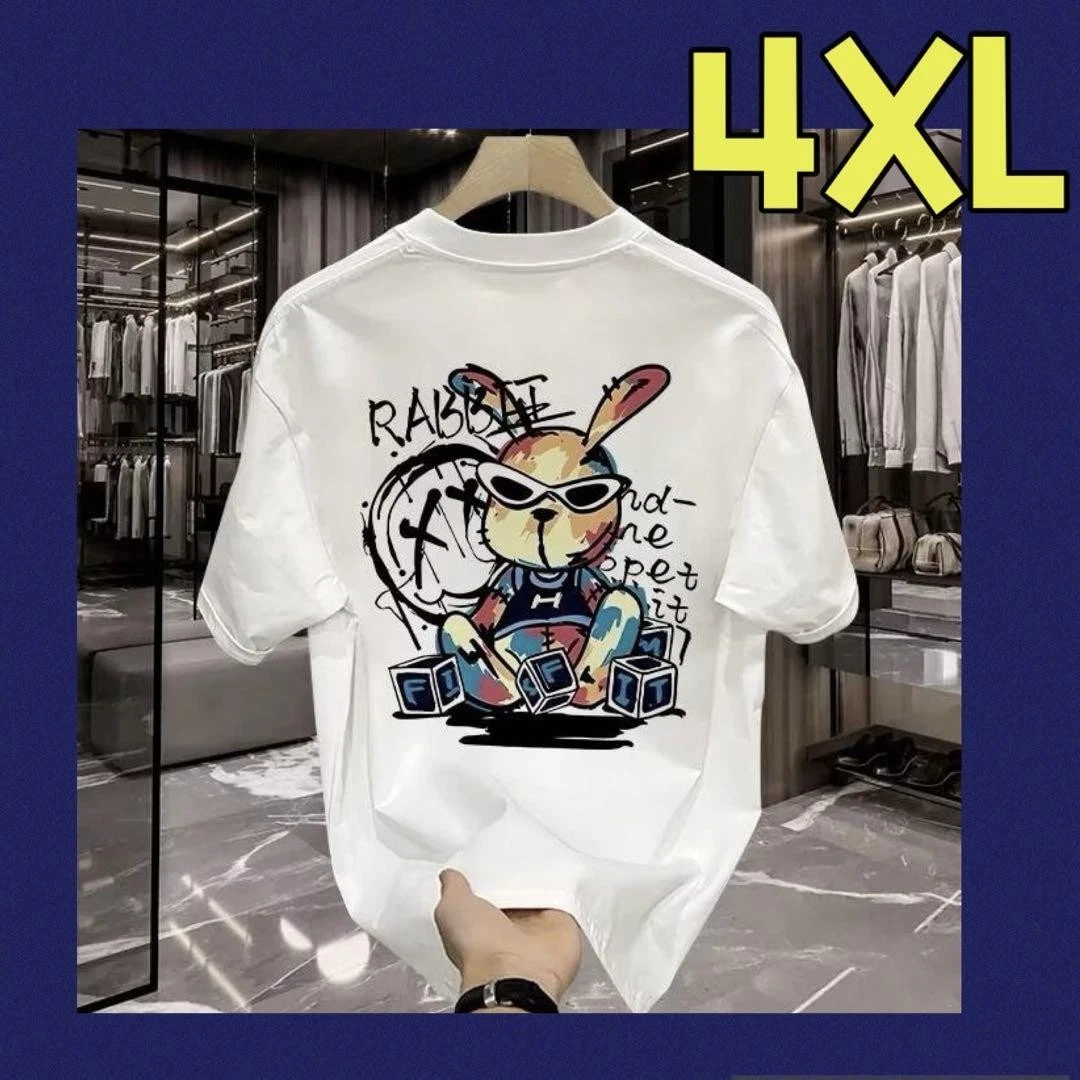 Men s T Shirt Short Sleeve Summer Wear Tops Unisex Logo 4XL 5L White Layered