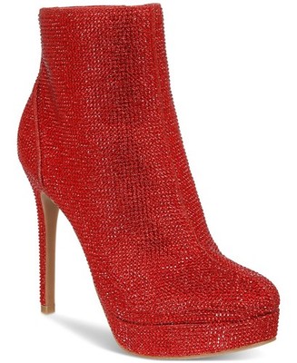 $129 Thalia Sodi Women's Chiara Platform Dress Booties - Red Lurex Sz 6