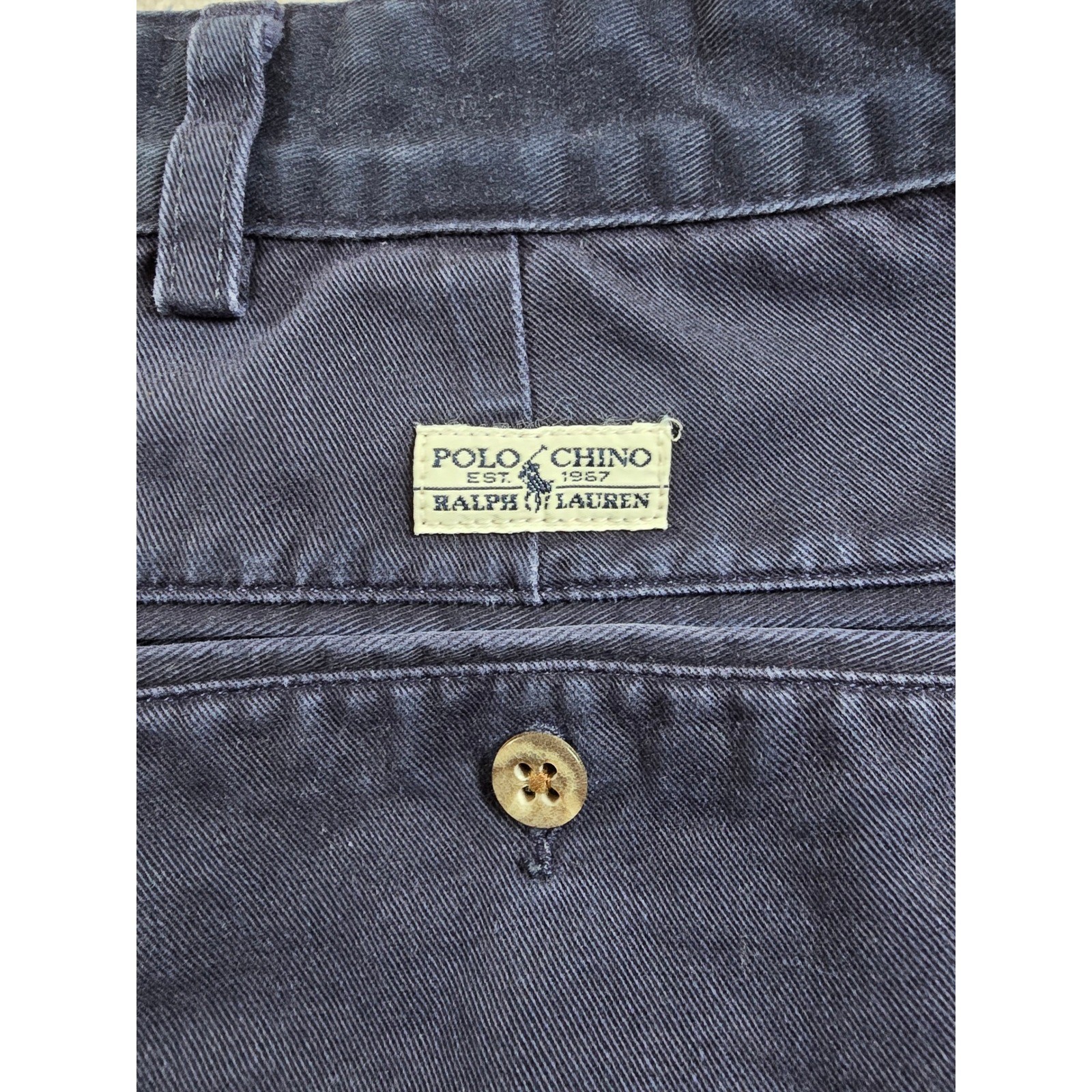 Vintage Polo Ralph Lauren Chino Shorts Mens 42 Fit 40 Blue Pleated Made in USA thumbnail 11