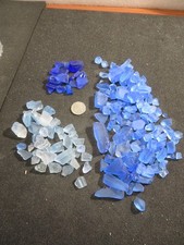Genuine Surf Tumbled sea glass 3 colors of small blues 12oz 