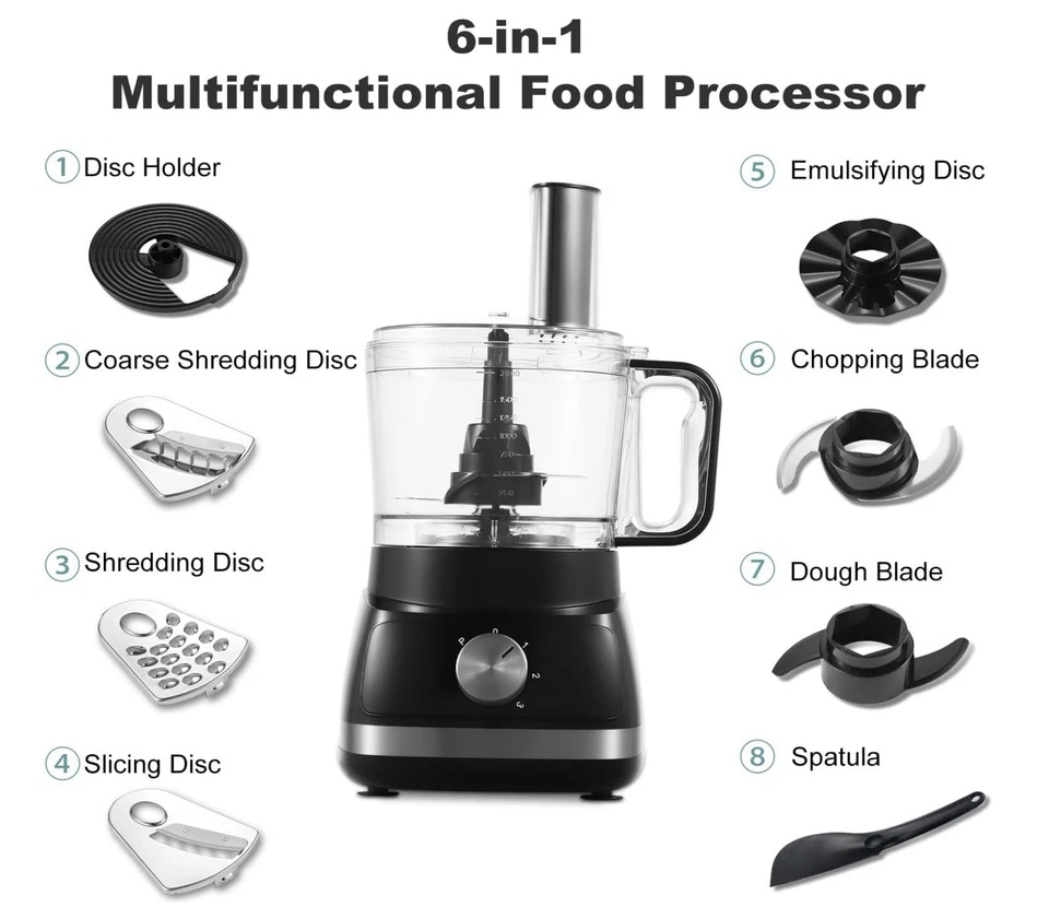 New TopStrong  5 in 1 800W Food Processor Chopper 2L 3-Speed  Black - Image 4 of 4