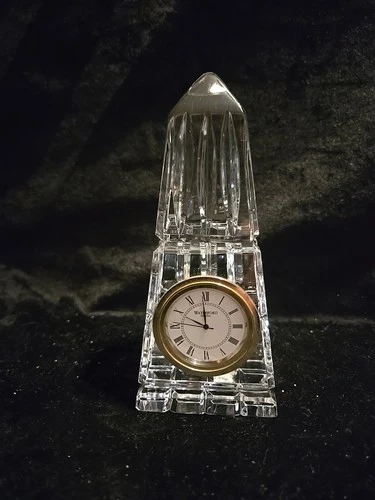 Vintage Waterford Crystal Obelisk Desk Clock 5.75"