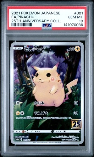2021 POKEMON JAPANESE 25TH ANNIVERSARY COLLECTION #001 FULL ART/PIKACHU PSA 10